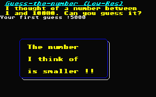 Guess the Number atari screenshot